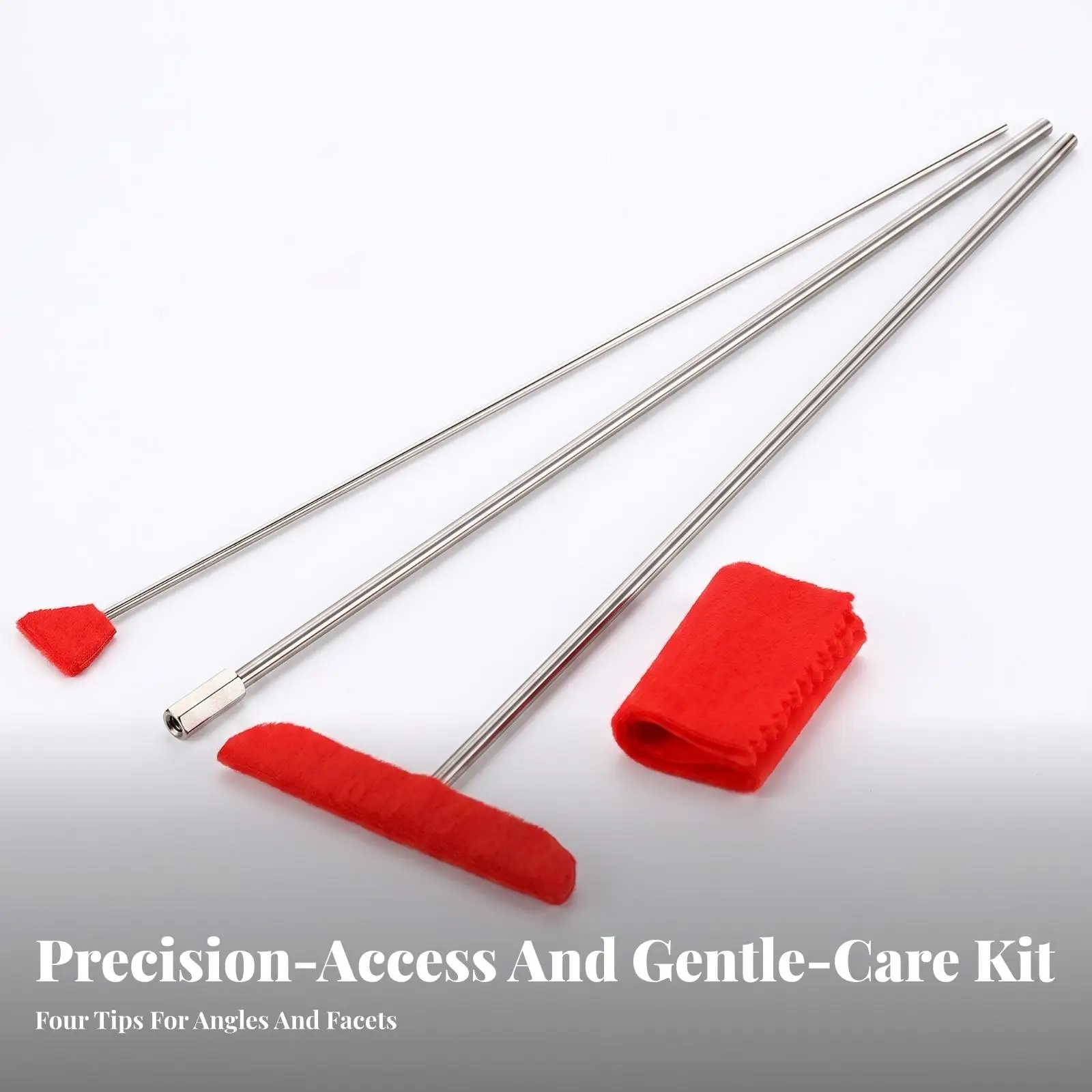 Essential Piano Duster Kit with Long Shaft Brush and Cloth Sleeve for Deep Cleaning Piano Parts