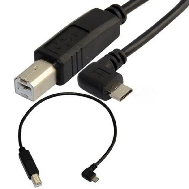 Right Elbow Micro USB Male 90 Degree Pair USB Standard B-Type Data Cable Flat Panel Connection HUB Hard Drive Printer