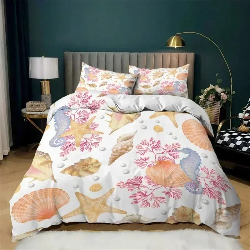 Ocean 3D Nautical Coastal Printed Bed Set Duvet Cover Pillowcase Bedding Set Bed Linen Sheet Quilt Cover Full Queen King Size