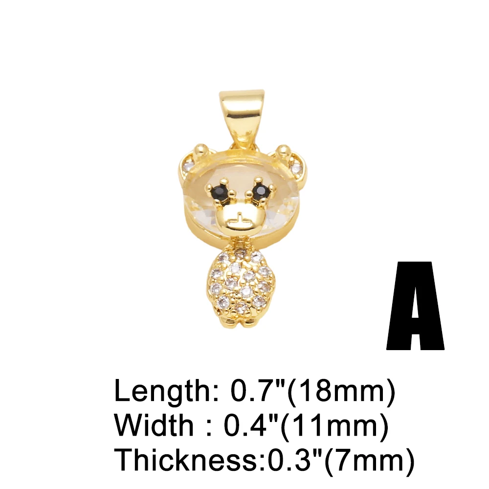 OCESRIO blanc noir cristal mignon écharpe ours pendentif pour collier cuivre plaqué or chiot fabrication de bijoux fournitures pdtb149