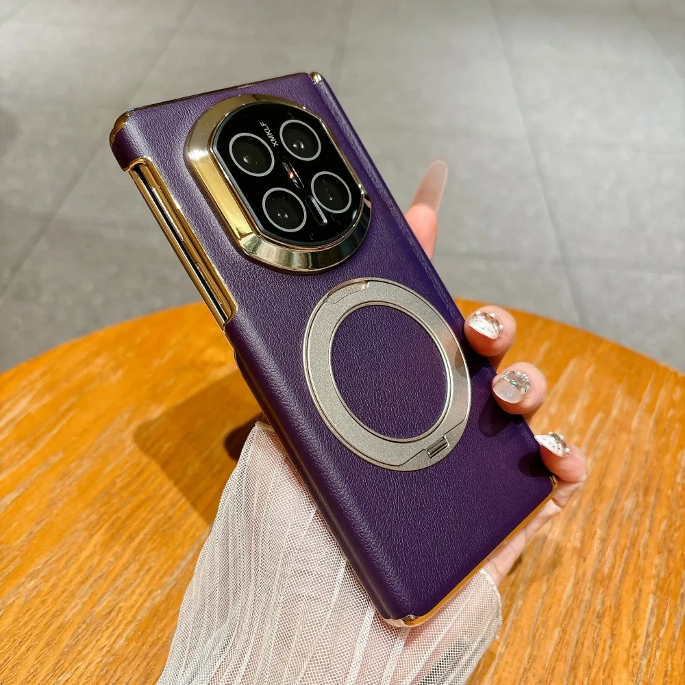 Pu Leather For HuaWei Mate X3 X5 X6 X7 XT Phone Case Magnetic Wireless Charger Metal Rotating Bracket Protection Back Cover view 5