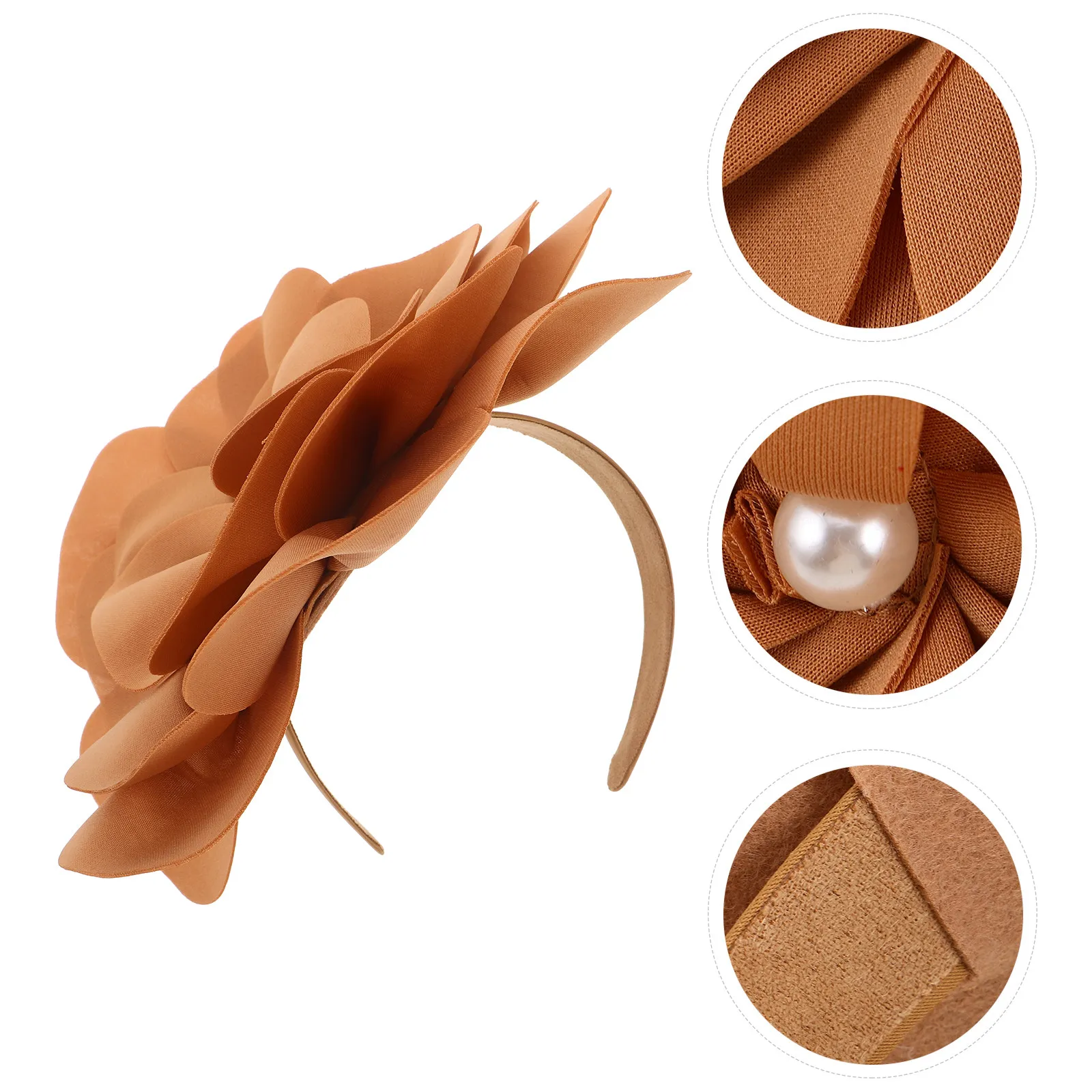 

Цветочная повязка на голову с бисером для женщин, с крупными цветами и жемчугом, свадебный аксессуар для церемоний и чаепитий, для создания элегантного образа