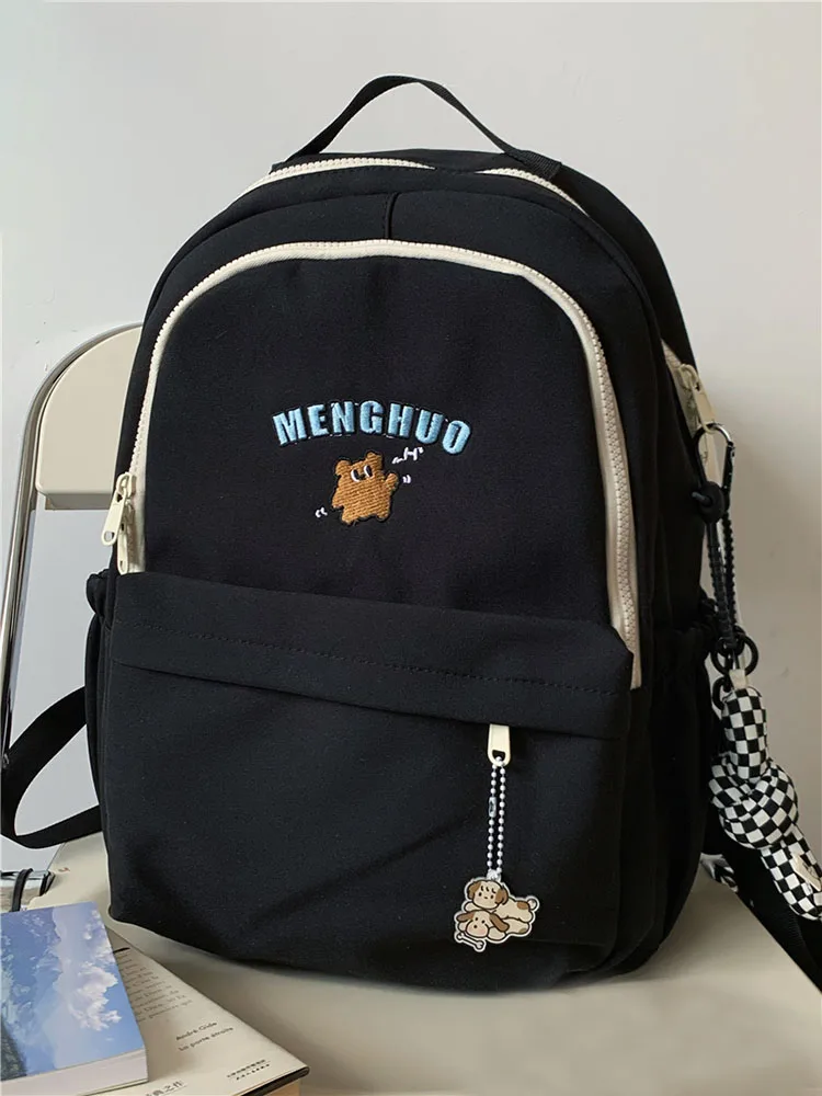 Women Backpack Kawaii Bear Embroidery Japanese Harajuku Laptop Travel Water Proof Aesthetic Y2k High Capacity School Bags Unisex