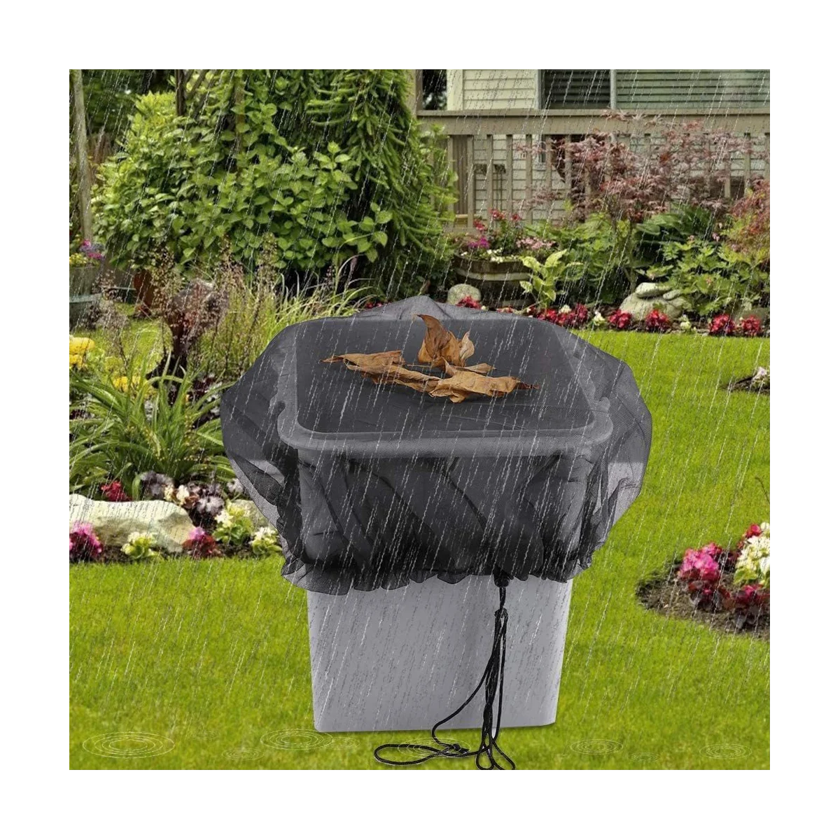 

Mesh Cover for Rain Barrels, 4 Pcs Rain Barrel Netting Screen with Drawstring for Protecting Fallen Leaf Debris