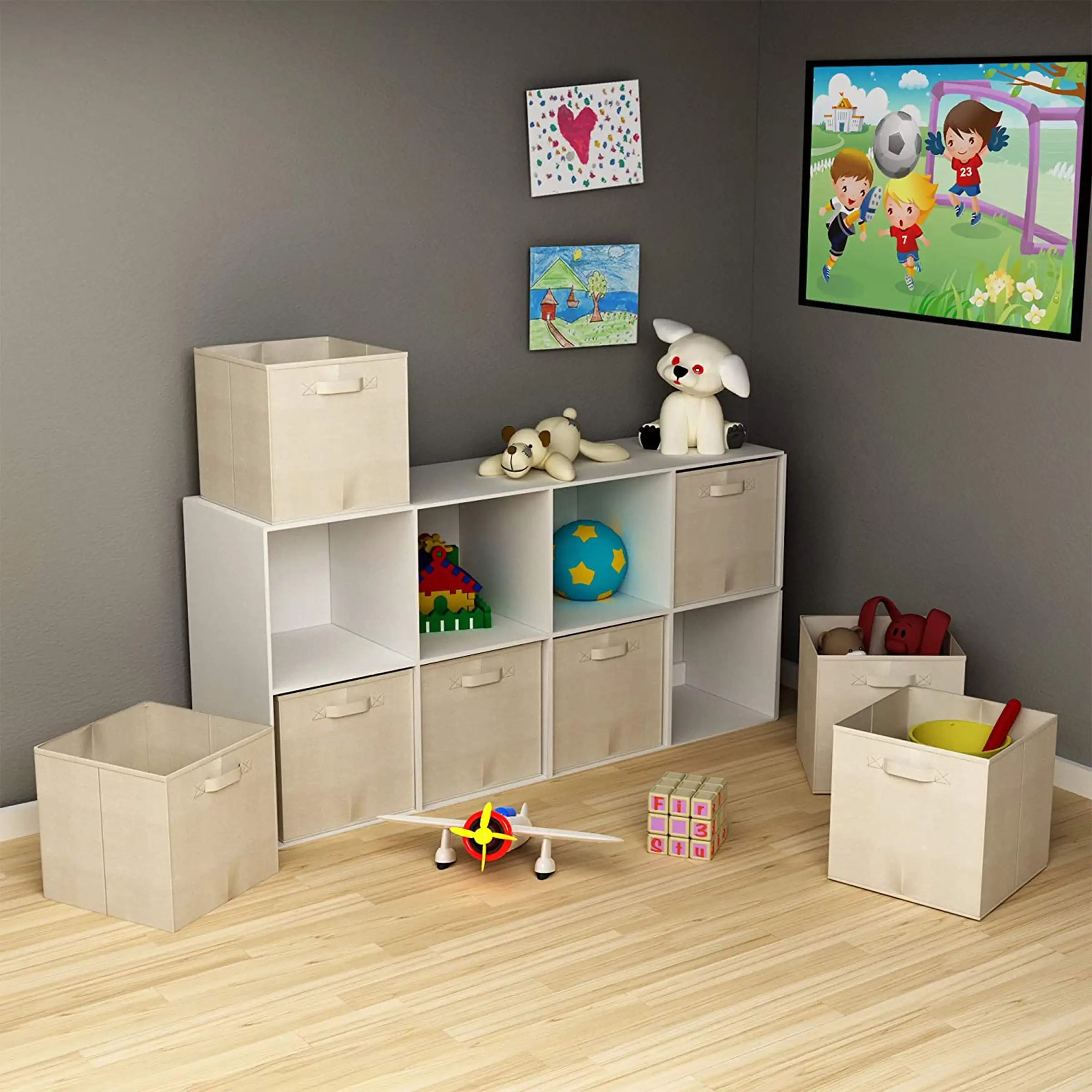 Home Complete dobrável Cubo armazenamento Bins, Cubbies bege, 6 Pack