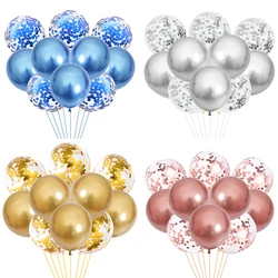 10PCS Gold Silver Rose Latex Metal  Baby shower Balloons Gender Reveal Mother's Day Wedding Party Decorations Globos