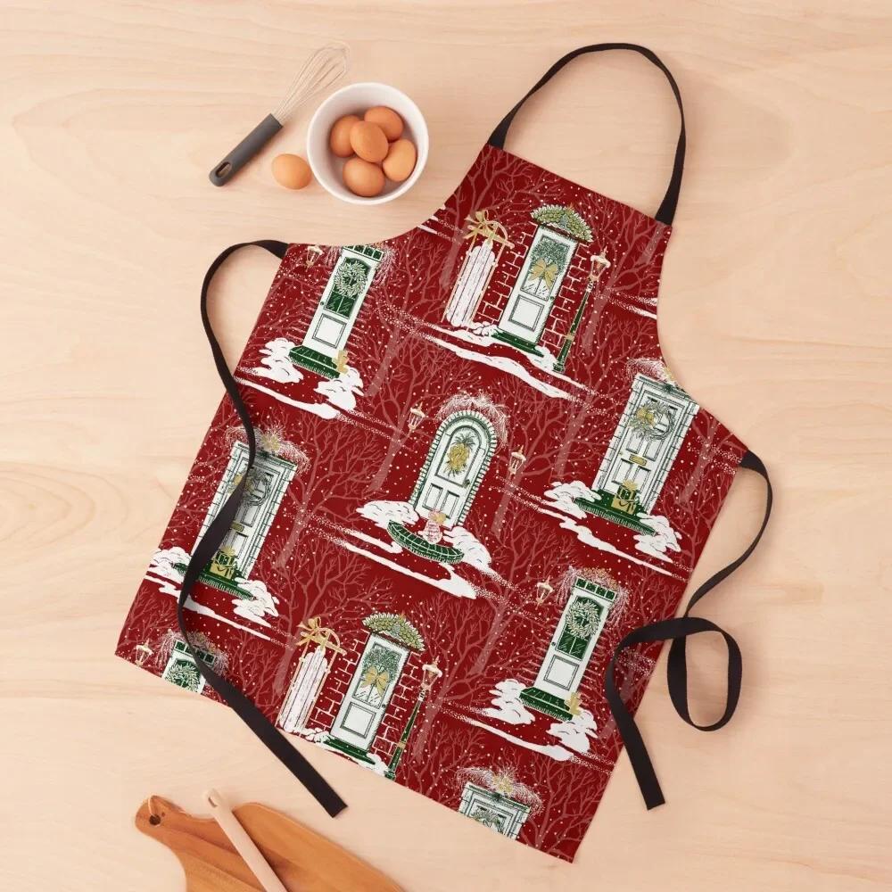 

Friends & Family Christmas Red/Green Apron For Nail Stylist with personal logo kitchen and home for kitchen useful Apron