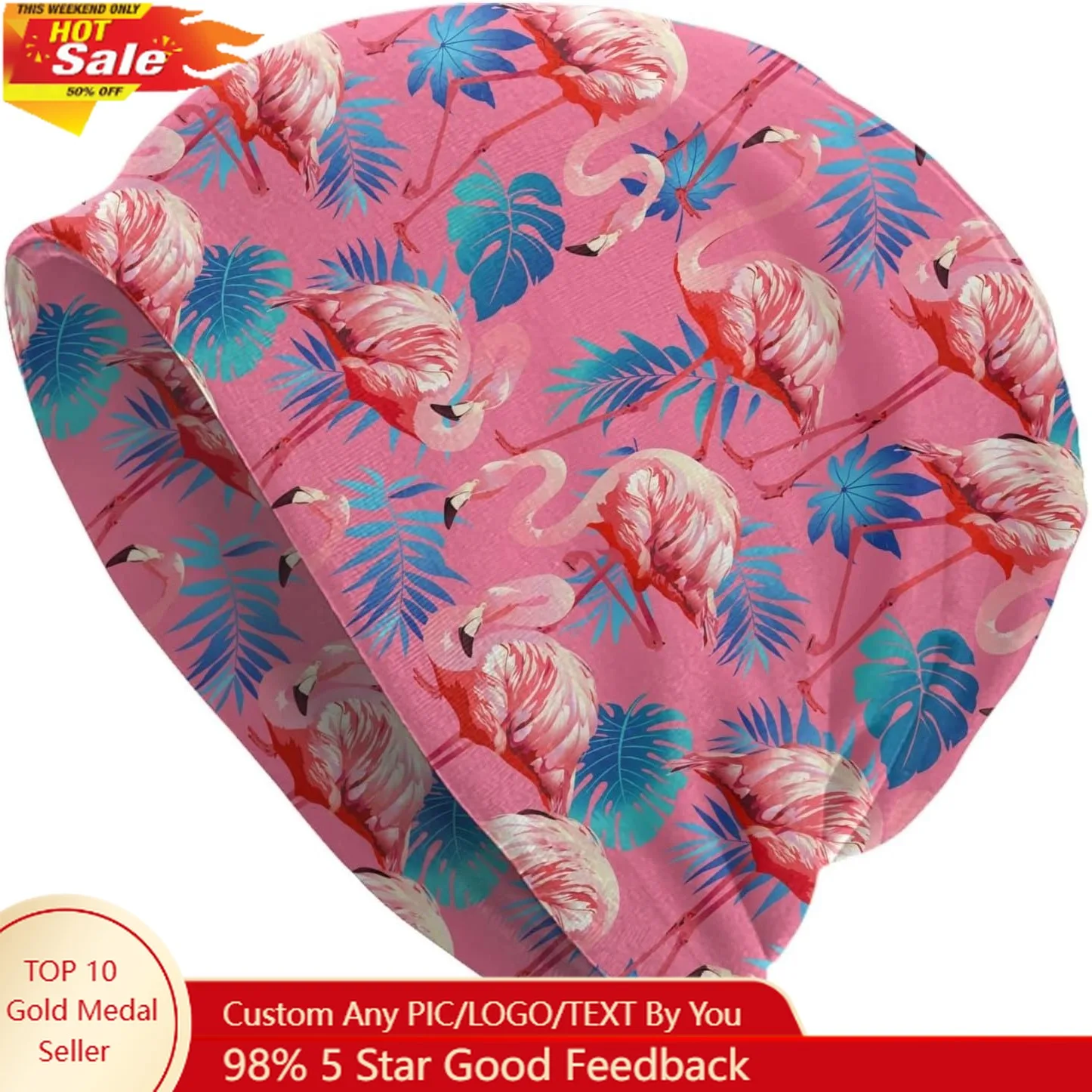 

Flamingo Beanie Chemo Hat Cancer Headwear Knitted Hats Baggy Slouchy Scarf Cap for Adults Women Men