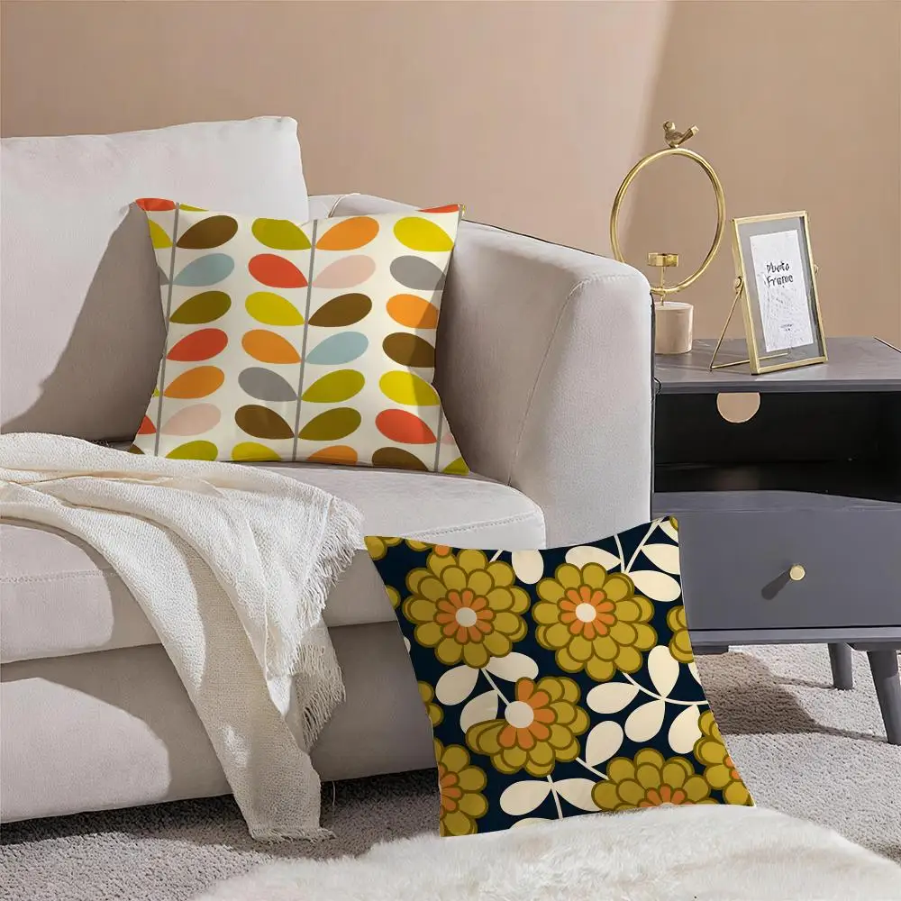 Retro Style Pattern O-Orla K-Kiely Flower Cushion Cover Pillowcase Short Plush Invisible zipper Room Sofa Cushion Cover