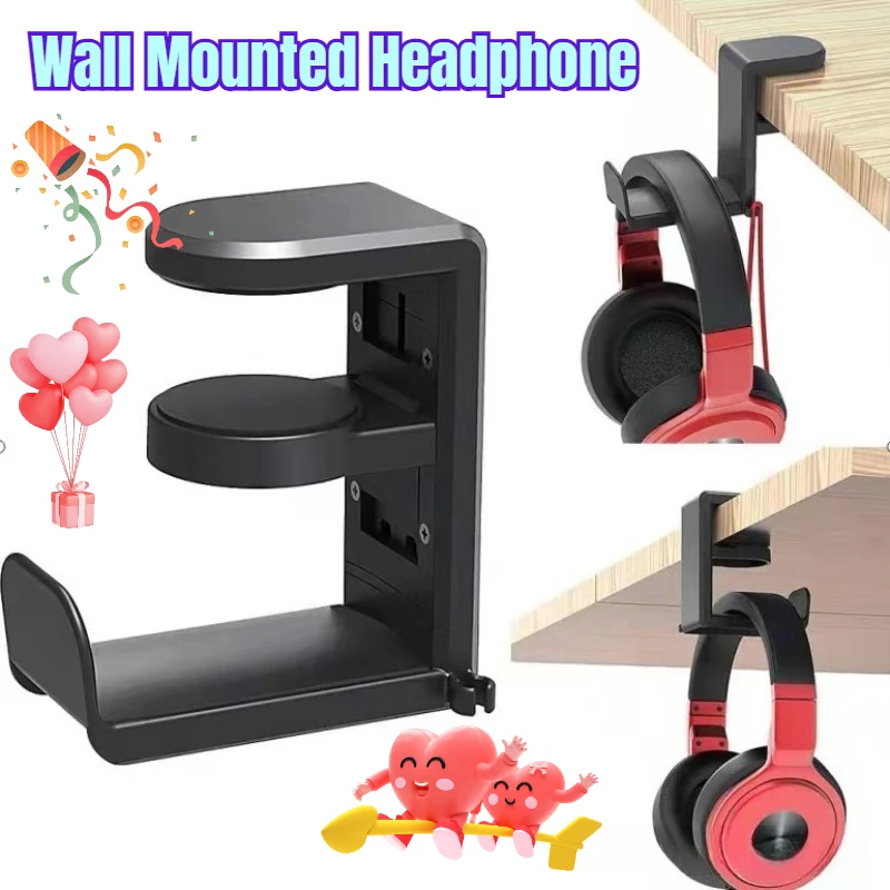 

Wall Mounted Headphone Stand Gaming Controller Holder Headset Display Rack Under Desk Hanger Hook For Earphone