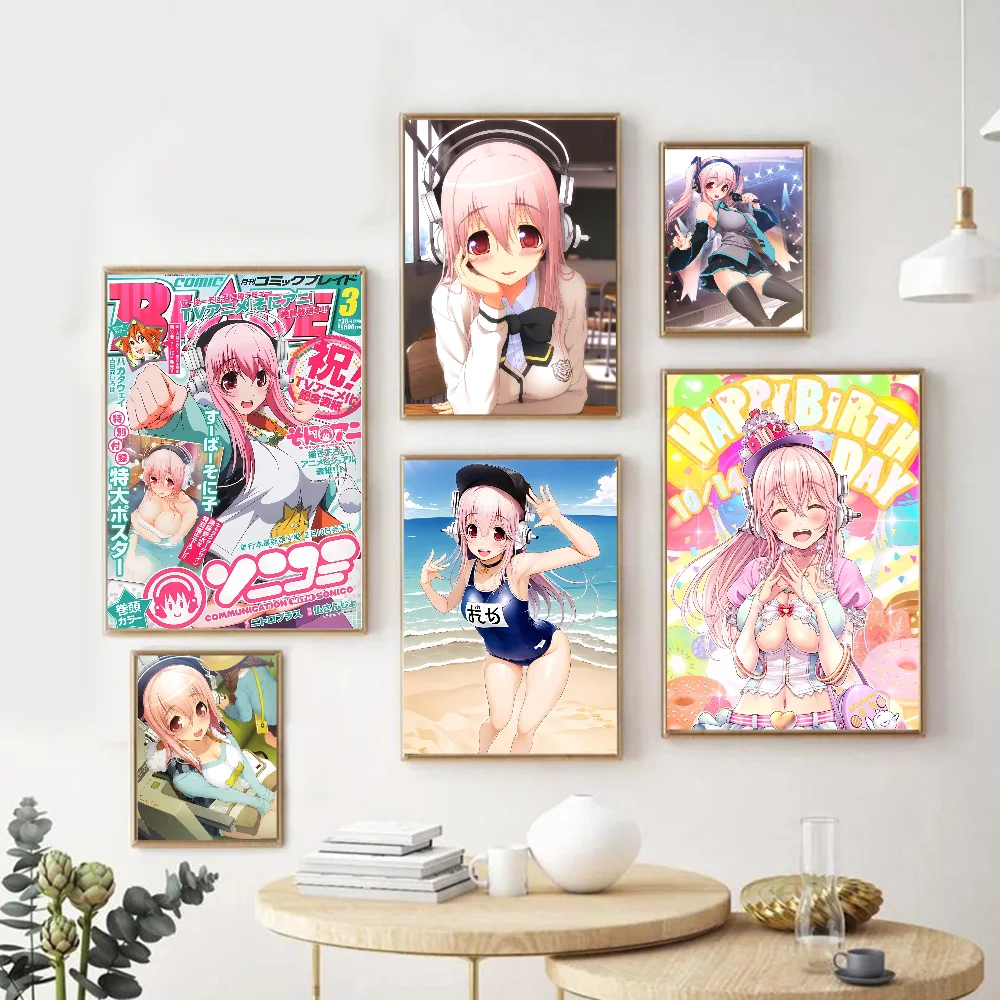 

Super Sonico Manga DIY Sticky Poster Fancy Wall Sticker For Living Room Bar Decoration Wall Decor