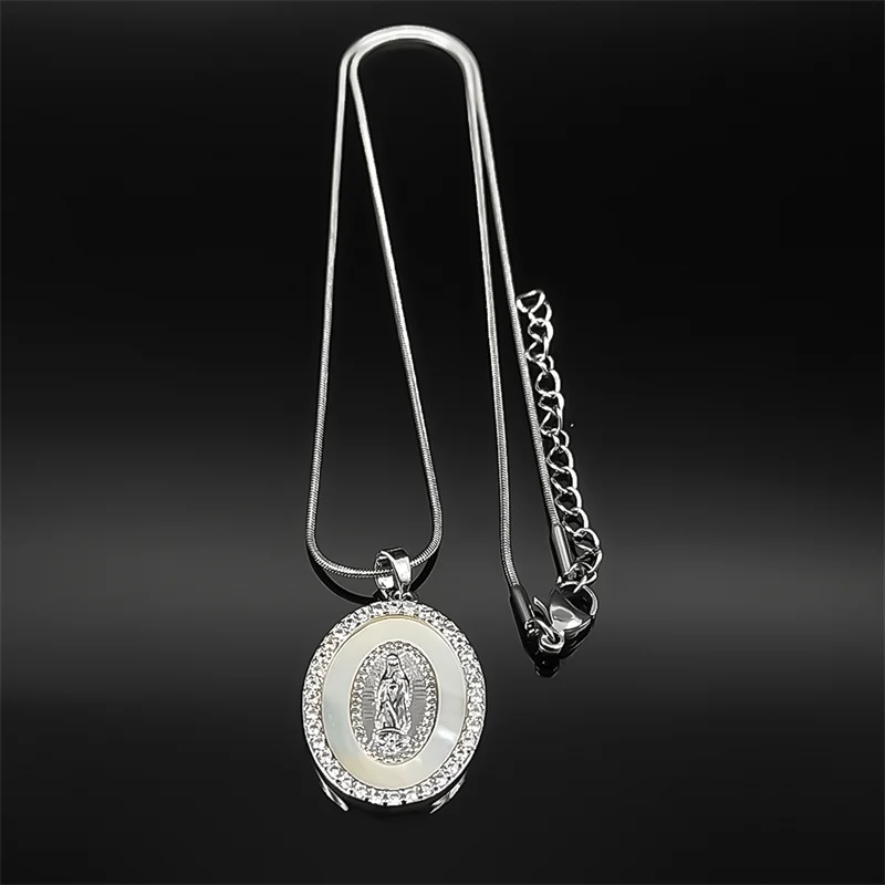 Neue Trend Jungfrau Maria Anhänger Halskette Für Frauen Männer Edelstahl Silber Farbe Guadalupe Dame Katholischen Kette Schmuck Geschenke – Detail 6