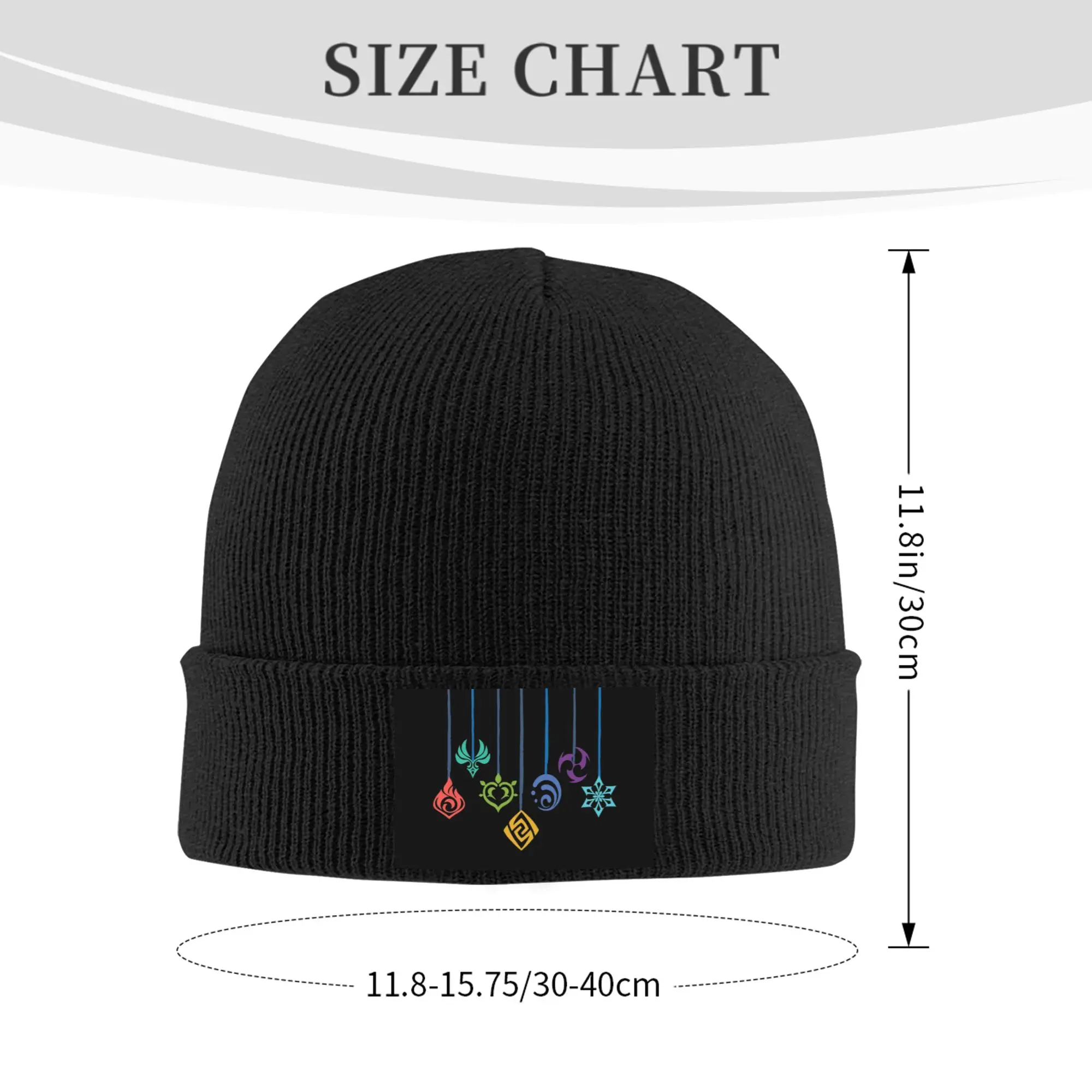 Genshin Impact Elements Symbol Beanie Cap Unisex Winter Warm Bonnet Homme Knit Hat Cool Outdoor Anime Game Skullies Beanies Cap