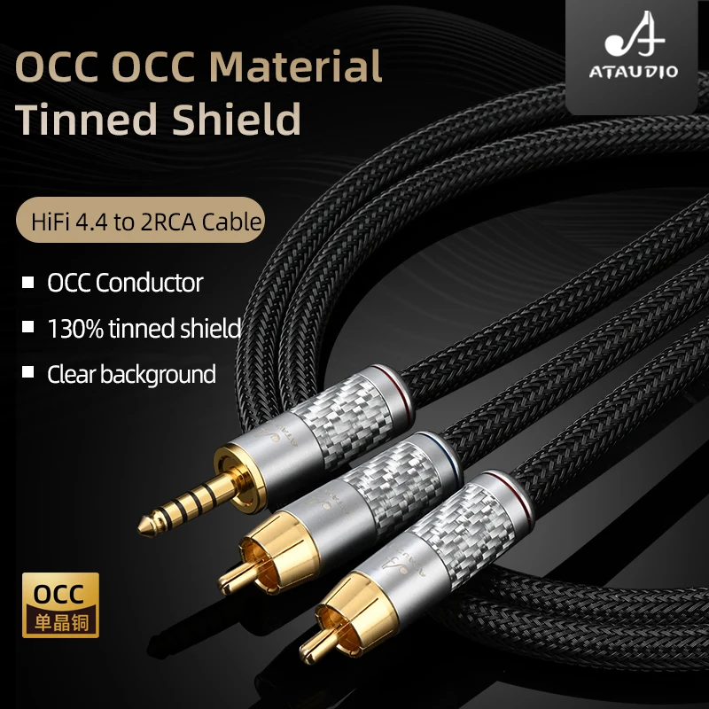 Hi-end OCC HiFi 4.4mm to 2RCA Audio Cable Gold Plated Plug 4.4mm Balanced to 2RCA Male Audio Adapter Cable for Amplifier Speaker