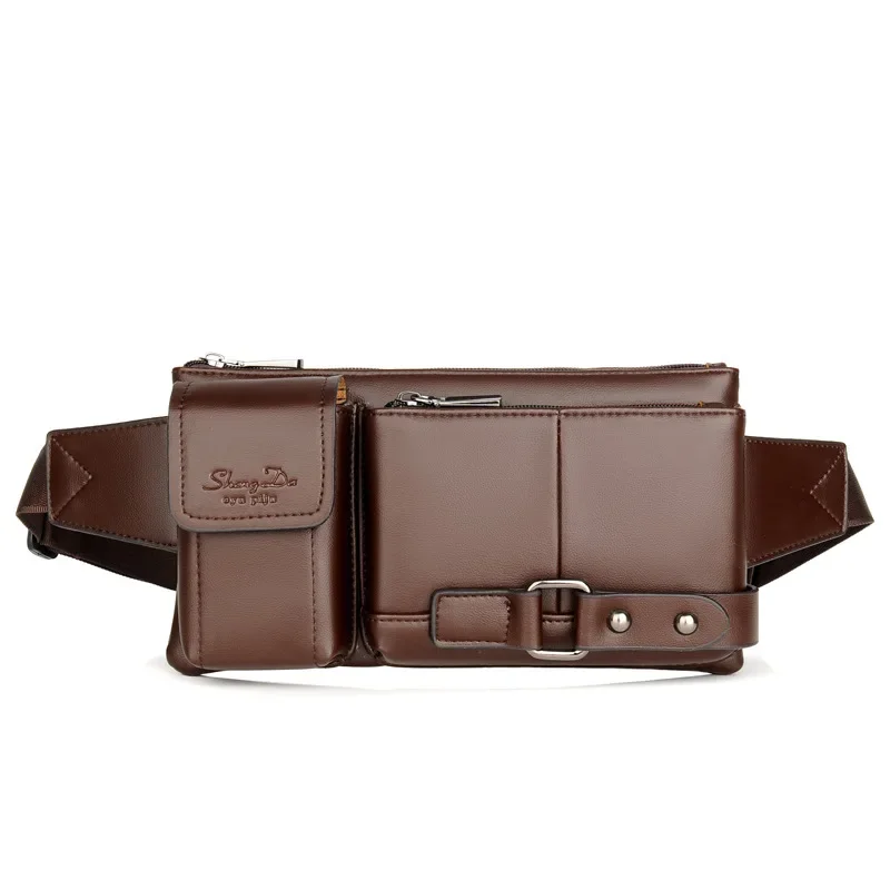 TRIPNUO Cow Leather Men Waist Bag New Casual Small Fanny Pack Male Waist Pack for Cell Phone and Credit Cards Travel Chest Bag