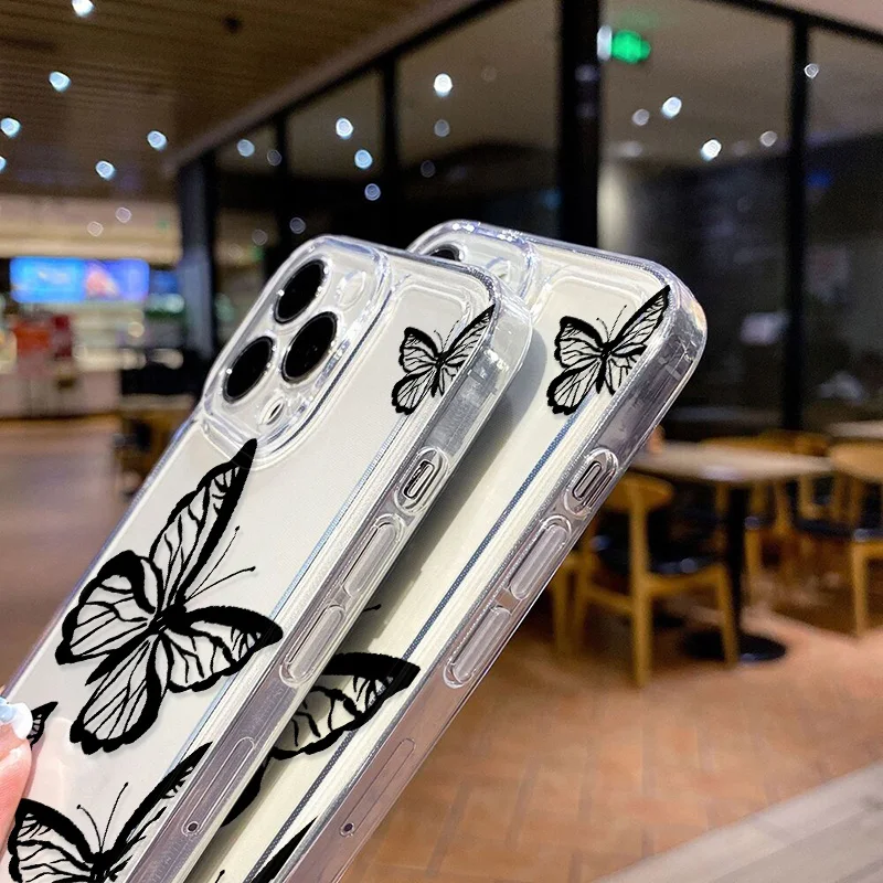 Butterfly Clear Soft Case For Samsung S25 Ultra S24 S23 S22 Plus S21 S20 FE A56 A36 A26 A55 5G A54 A53 A52 A33 A34 A32 A35 Cover