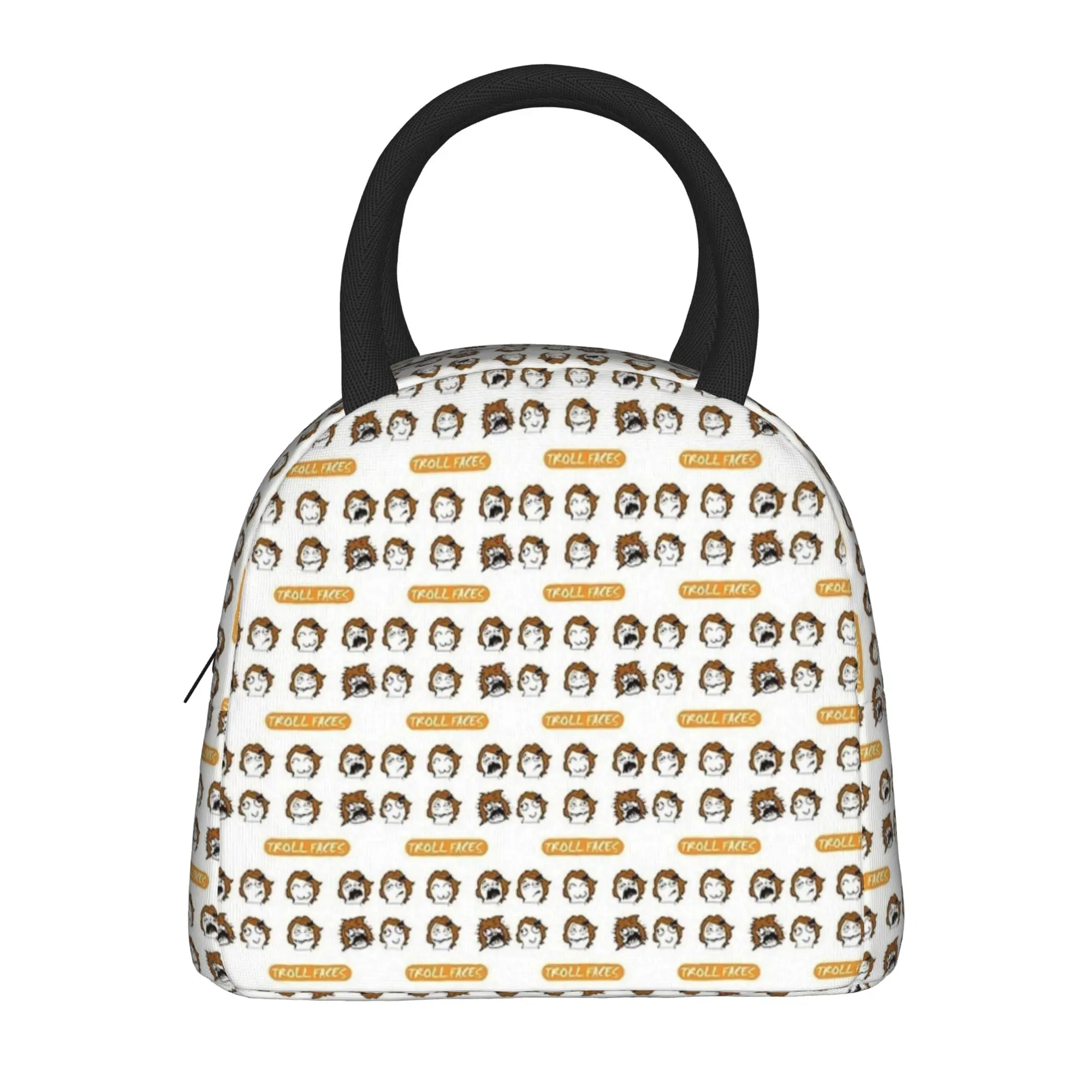 

Funny Troll Face Meme Lunch Bag Funny Lunch Box For Men School Portable Zipper Cooler Bag Oxford Print Thermal Lunch Bags