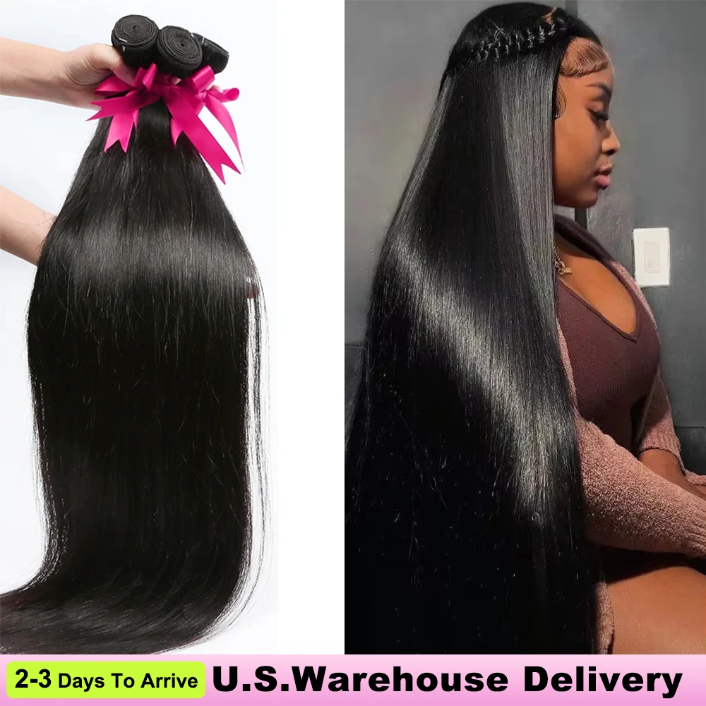 16A Straight Bundles 100% Human Hair Brazilian 30 32 Inch Raw Virgin Unprocessed 1 3 4 Bundles Extensions Bone Straight Bundles