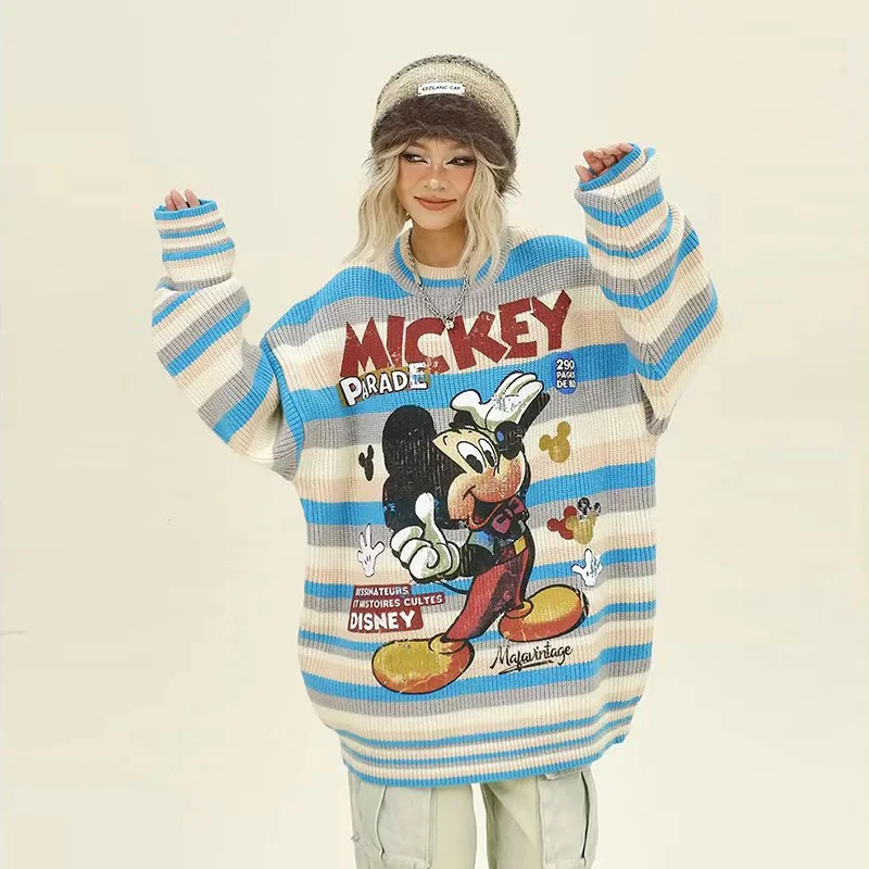 Disney New Arrival Top Fashion Casual Cotton Knitting Mickey Mouse Pullover Autumn And Winter Heavy Plush O-Neck Sweaters