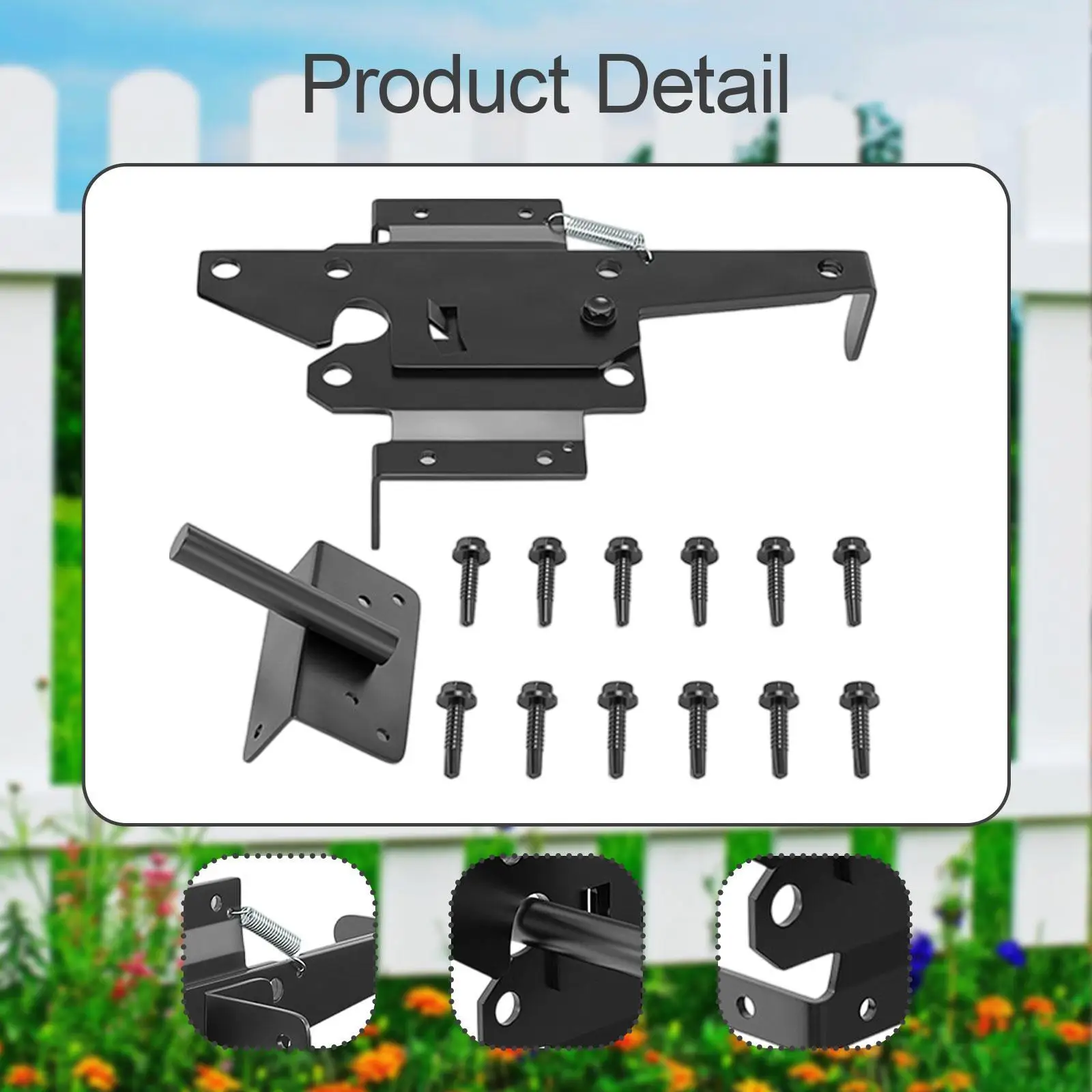 Garden Gate Latch for Metal Door Self Locking Sturdy Fence Lock for Secure Outdoor Pool Yard