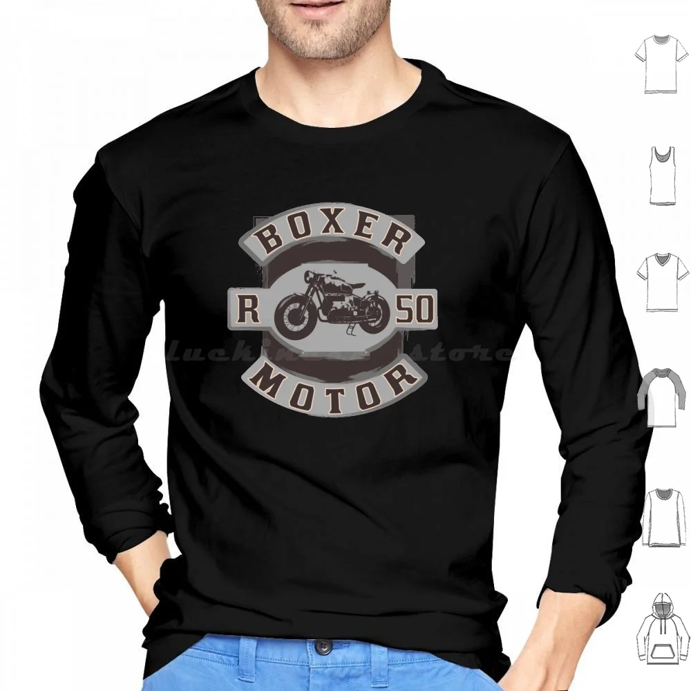 Boxer Motor Cafe Racer Hoodies Long Sleeve Motorcycle Boxer Engine R 50 R60 Gs R Series R 75 R 35 R100 Classic
