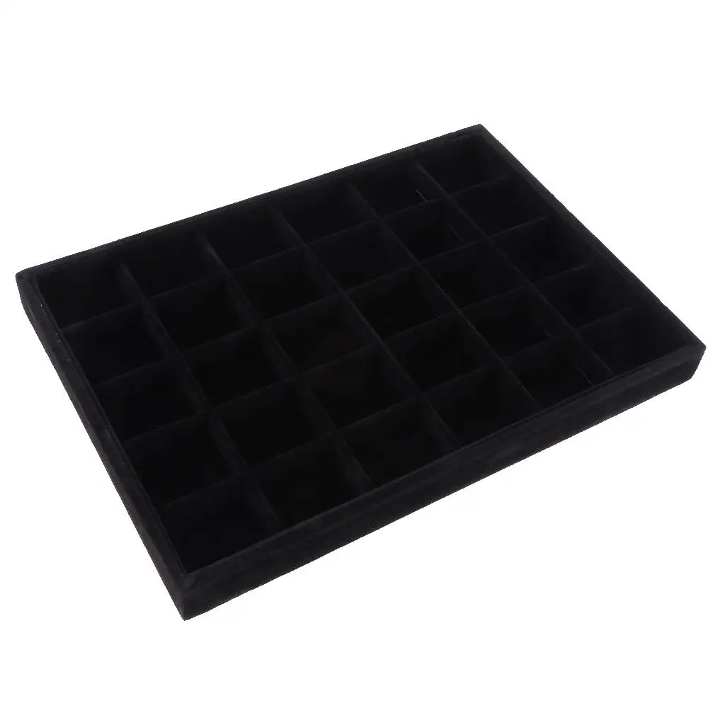 

Wooden Velvet Jewelry Display Trays 30 Section Bracelet Holder Organizer for Accessories Storage