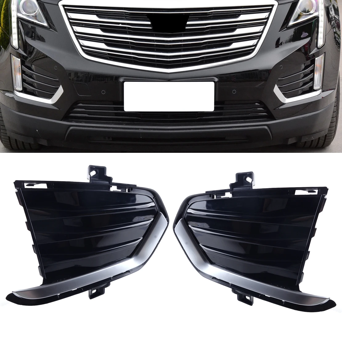 

1 Pair Front Left & Right Car Side Driving Fog Light Lamp Bezel Cover Fit for Cadillac XT5 Base Premium Luxury 2017 2018 2019