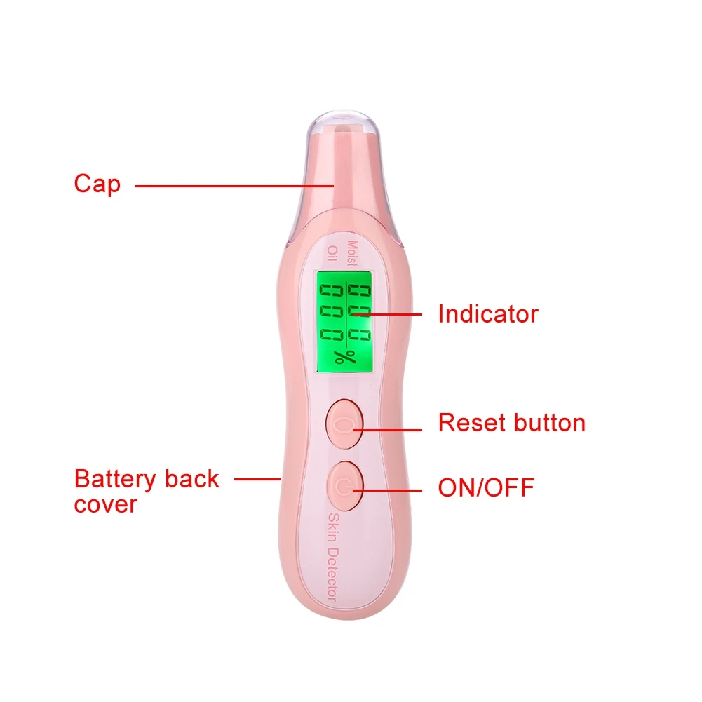 จอแสดงผล LCD แบบดิจิตอล Precision Skin Sensor เครื่องทดสอบความชื้นบนใบหน้าเครื่องวิเคราะห์น้ํามันน้ําสีชมพู