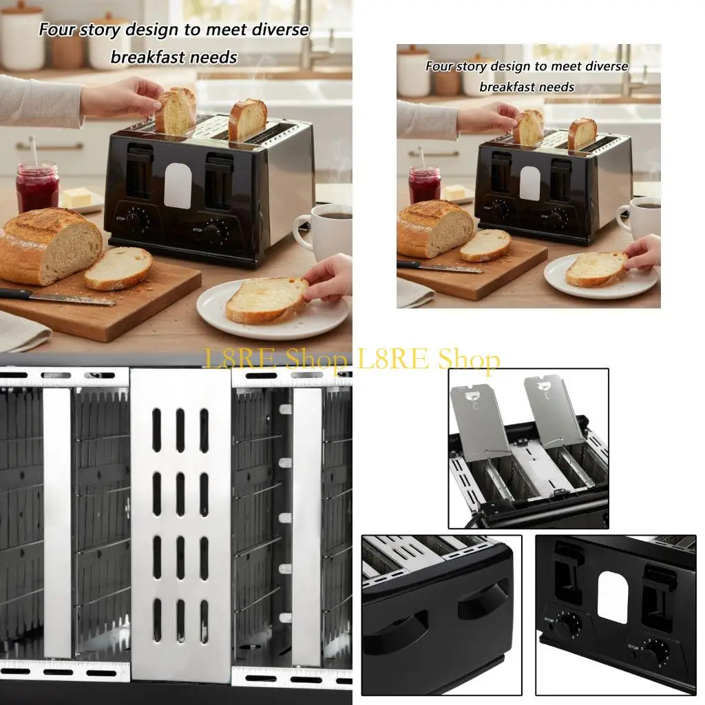 

L8RE High Capacity Breakfast Toaster 4 Slices Simultaneous Cooking Bread Maker Energy Saving Breakfast Appliance