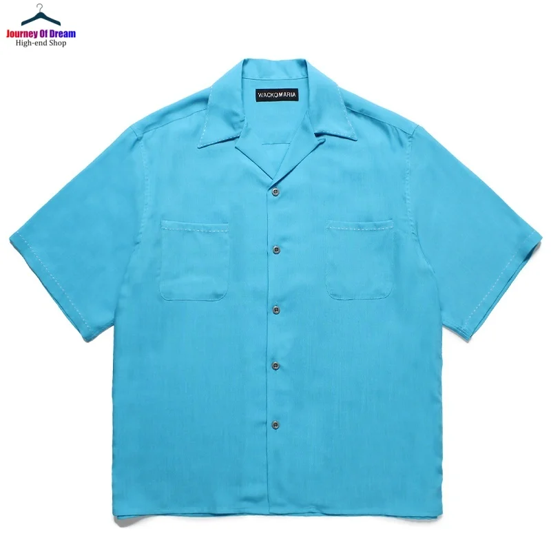Latest Brand WACKO MARIA 25SS Embroidery Bright Line Solid Breathable Loose Casual Hawaiian Short Sleeve Shirt