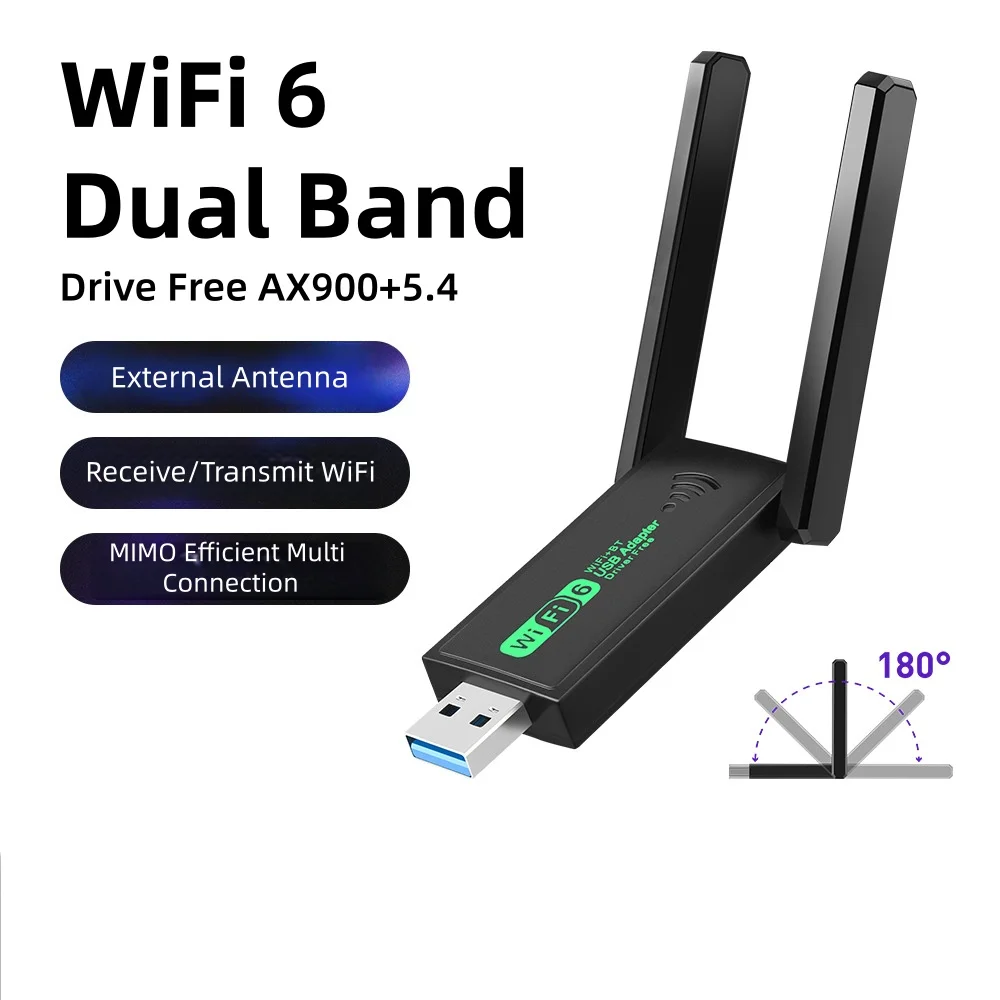 

Адаптер USB 2.0 900 Мбит/с, Wi-Fi 6, Bluetooth 5,4, сетевая карта, двухдиапазонный драйвер 2,4G/5 ГГц, бесплатный беспроводной приемник, подходит для настольных компьютеров