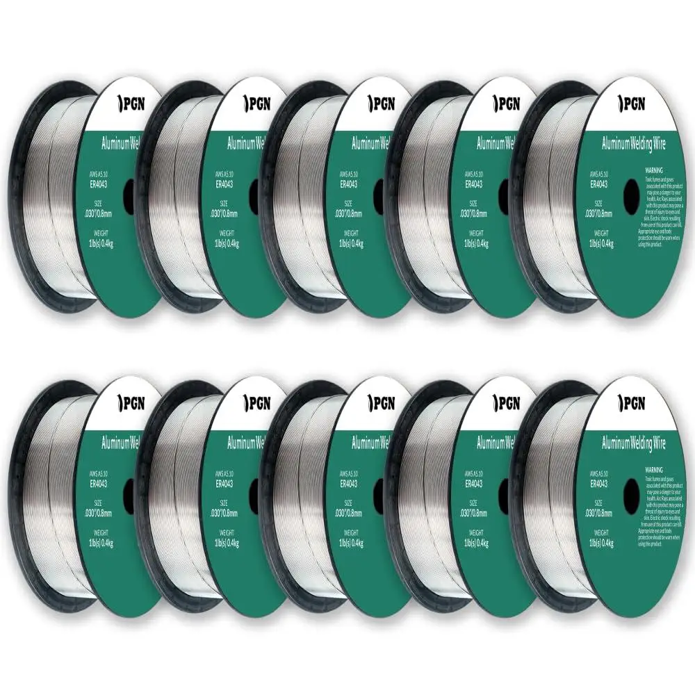 Aluminum MIG Welding Wire ER4043 0.030 Inch 10-Pack 1lb Spool Silicon Enhanced Crack-Resistant Works on Most Alloys Precision