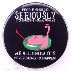 People Should Seriously Stop Expecting Normal From Me Button Badge Pink Flamingo Meme Pinback Brooch Pins Jewelry