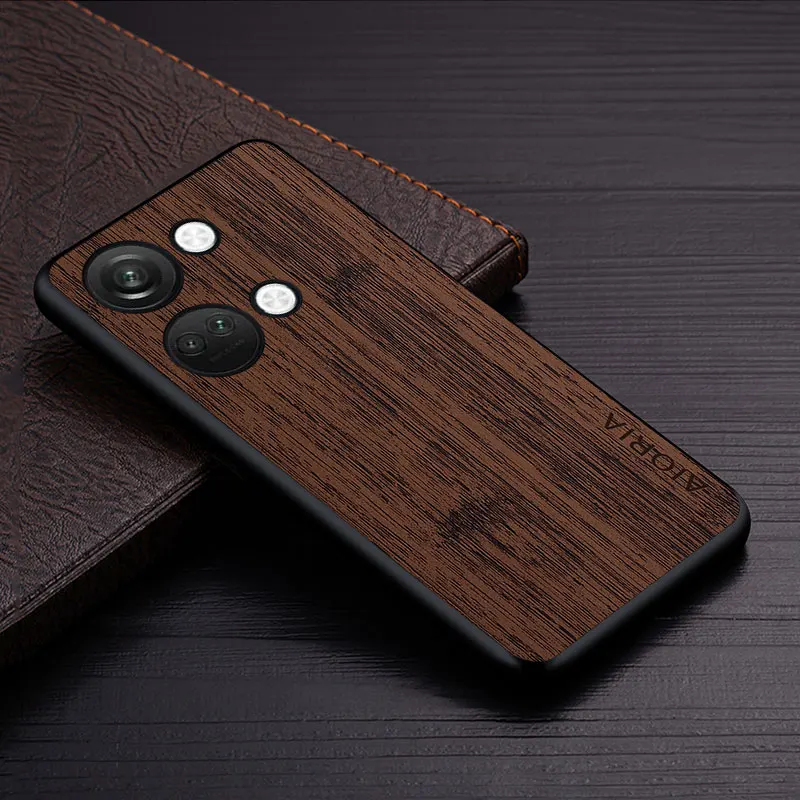 Case for OnePlus Nord 2 2T 3 5G funda bamboo wood pattern Leather phone cover Luxury coque for OnePlus Nord 3 case capa