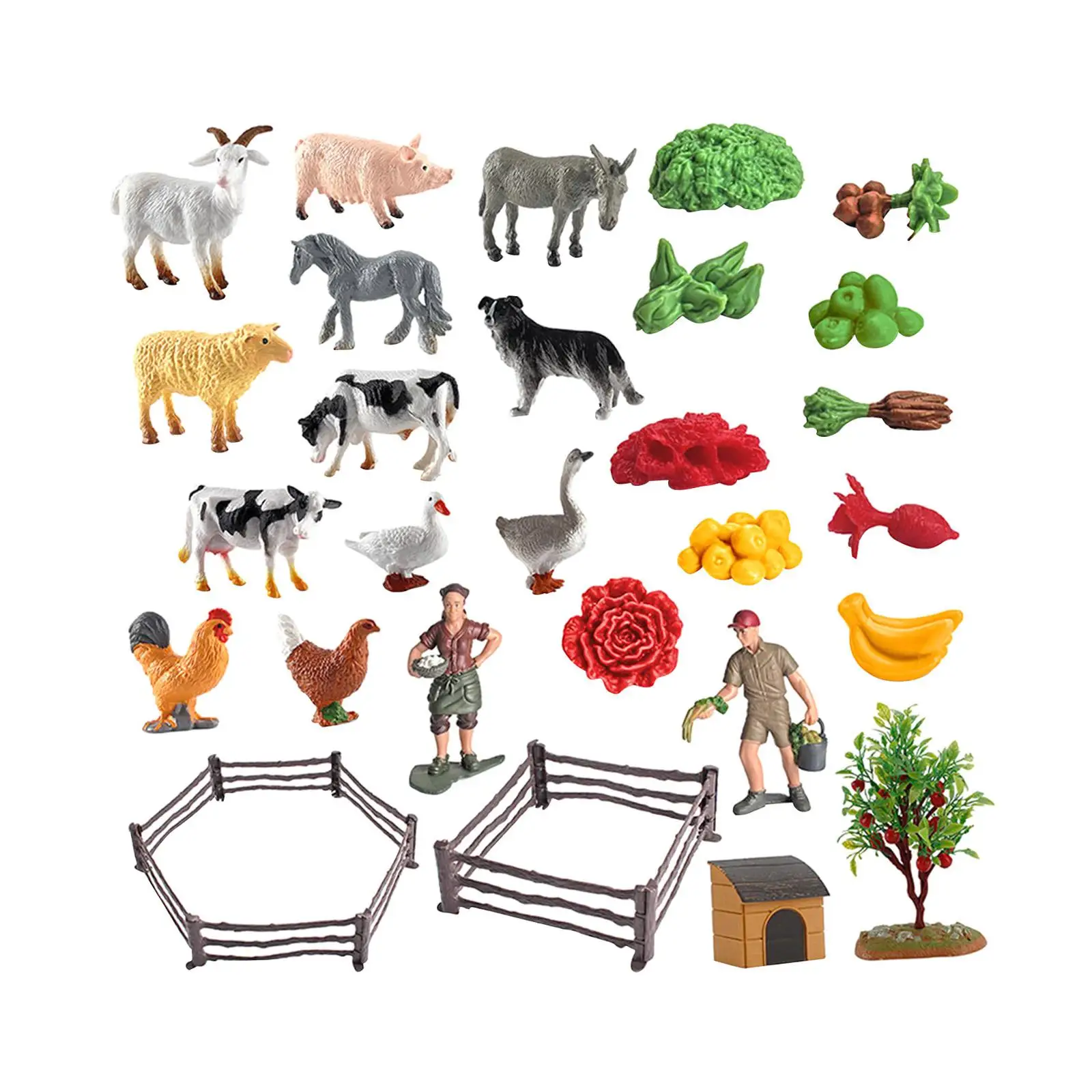 

36 Pieces Sand Table Farm Scene Educational Toy Layout Props Display Mini Landscape Accessory Poultry Statue for Fairy Garden