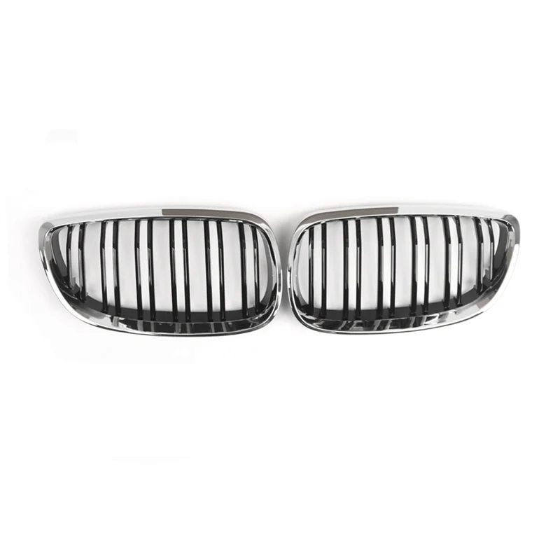 Dual Slat Grille For BMW 3 Series E92 E93 Coupe 2006-2010 Front Kidney Grill Racing Style Gloss Black+ Chrome 51137157277-ABQF