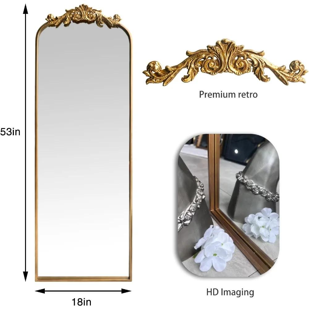 골동품 거울, 높은 아치형 바닥 거울, 화려한 디자인, 빈티지 벽 거울, 입구, 복도, 거실용 장식