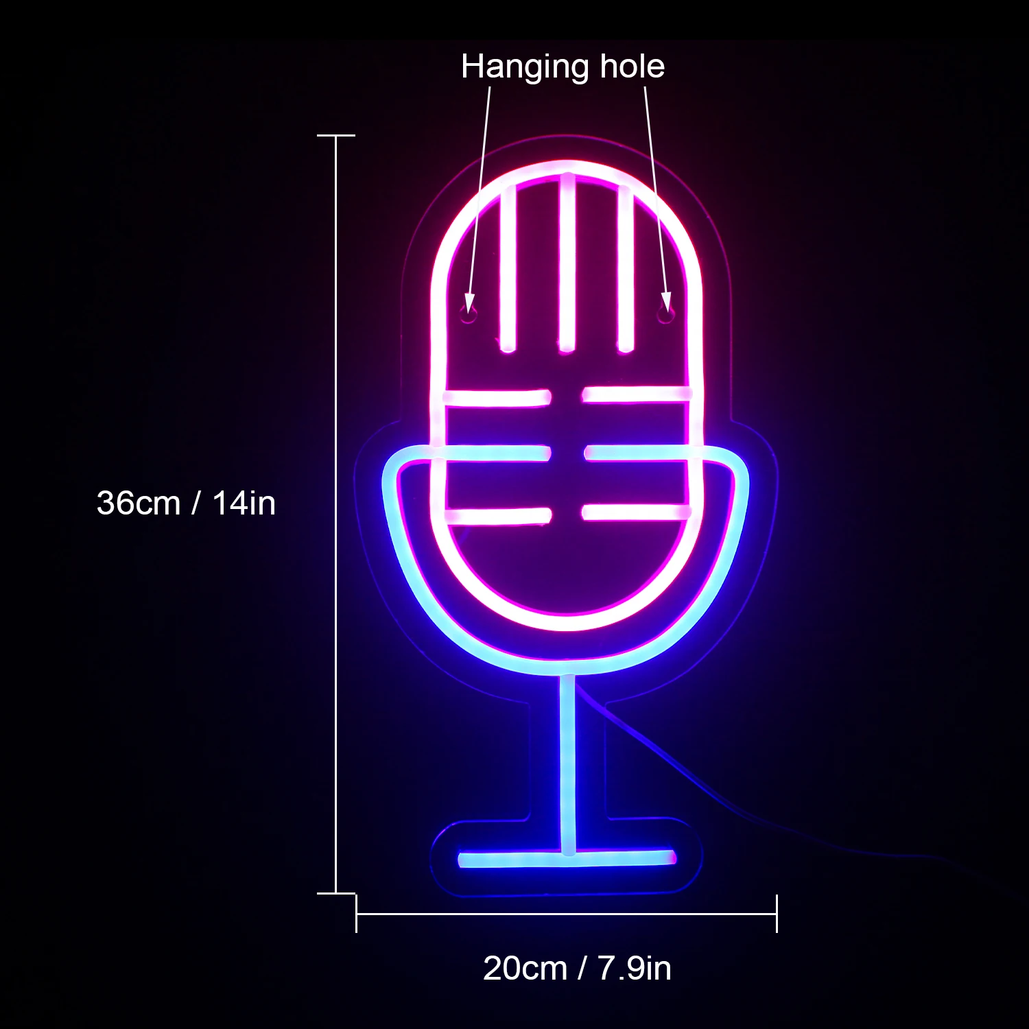 Microphone Neon Light Pink Blue Led Lights Music Melody Club Party Bar Pub Studio Sighs Room Decor Home Shop Wall Decorations