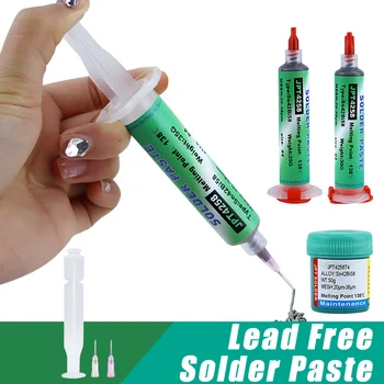 تدفق درجة حرارة عالية منخفضة لحام لحام لصق حقنة خالية من الرصاص لحام Led Sn42bi58 SMD إصلاح القصدير لصق
