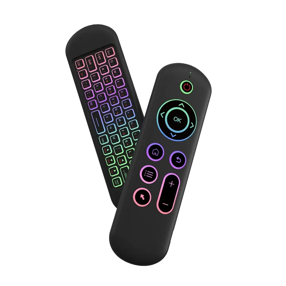 2,4 GHz Wireless M5 Air Mouse Bluetooth 5,2 Mini Tastatur Stimme Hintergrundbeleuchtung Fernbedienung IR Lernen Fernbedienung für PC Android