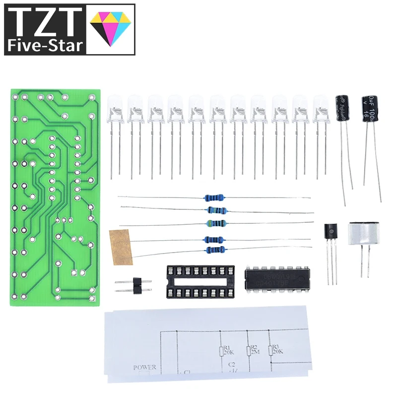Voice activated LED Water Light Kit CD4017 Lantern Control Fun Electronic Production Teaching Training Diy Electronic Kit Module