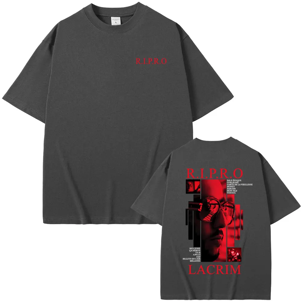 Rapper Lacrim R.I.P.R.O Album Graphic T-shirt Hip Hop Fashion Pop Music T-shirts Men's Casual Cotton