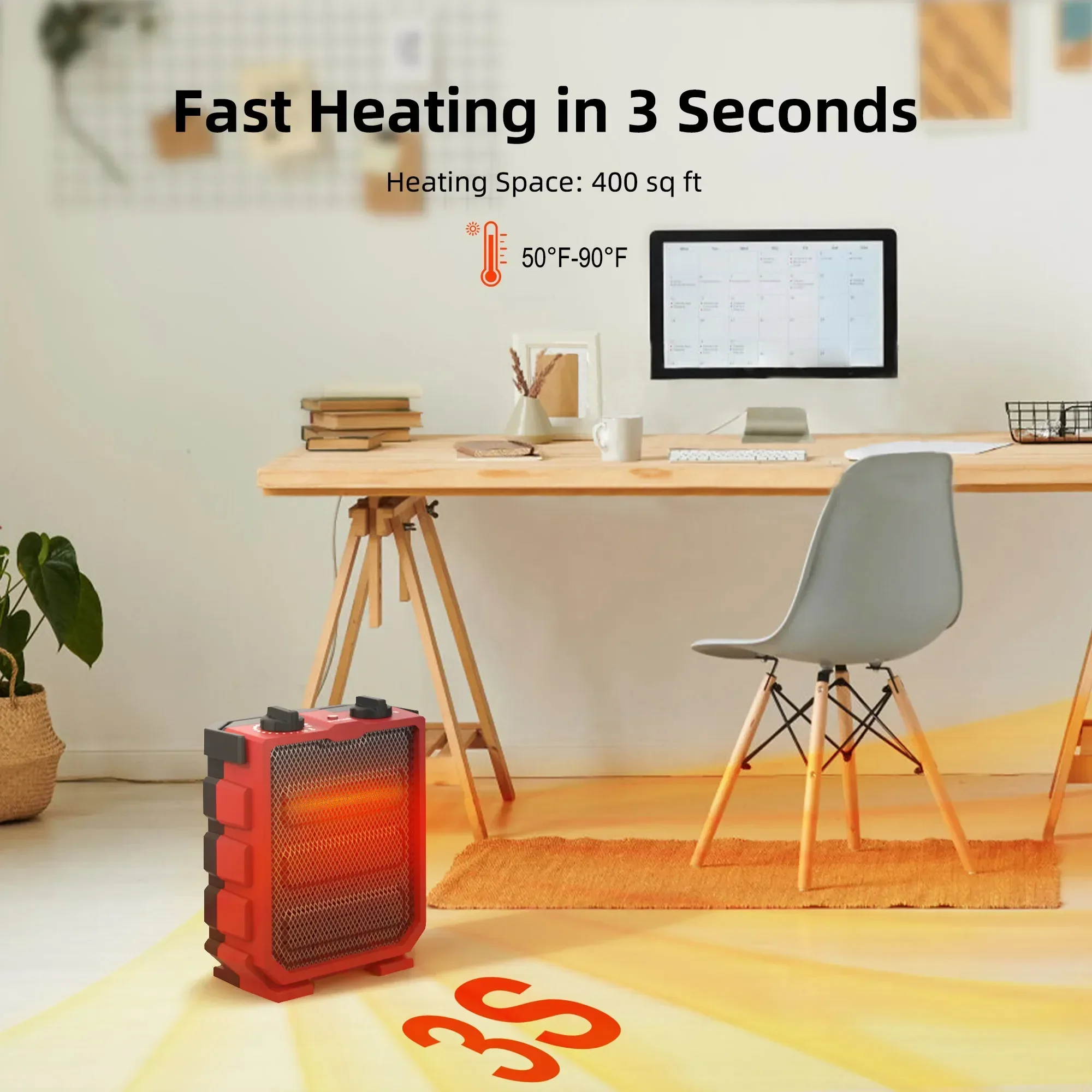 1500 واط/750 واط تسخين سريع ارتفاع درجة الحرارة حماية الحليب منزل فائدة مروحة الفضاء المحمولة سخان كهربائي صغير مع مقبض قابل للطي #4