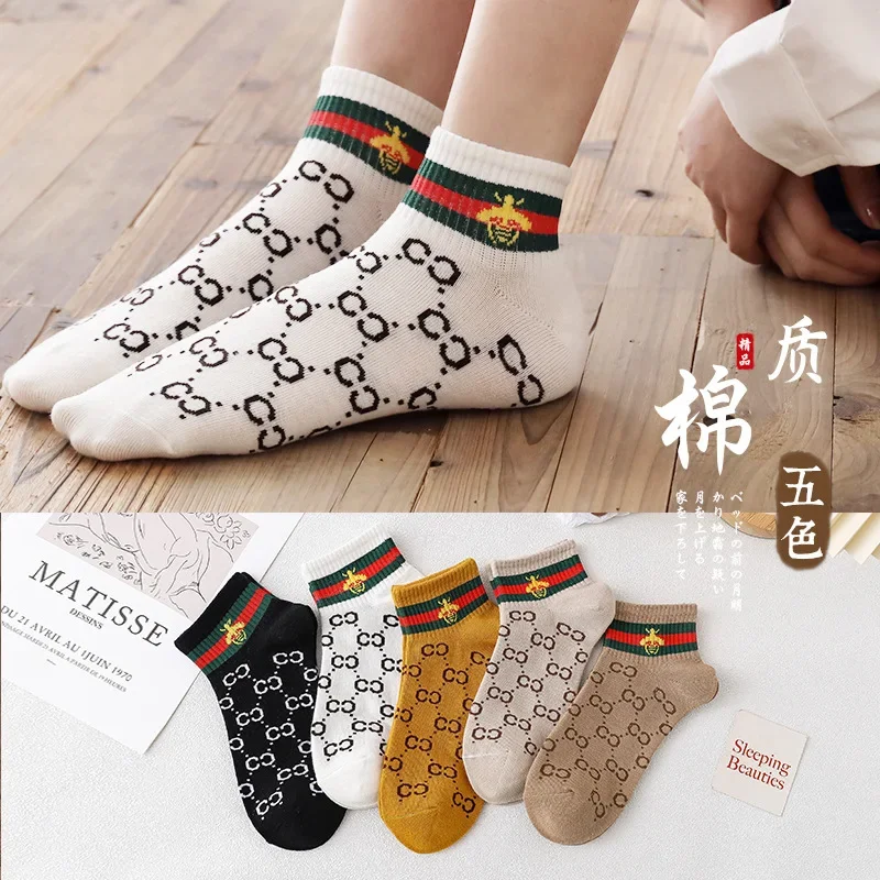 5 Pairs Spring and Fall New Women's Socks Casual Word Mother-daughter Boat Socks Preppy Women's Socks