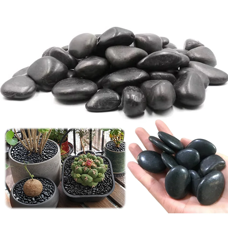 200/300/400g Black Polished Pebbles – River Stones for Aquarium, Garden Landscaping, Home Decor, Feng Shui and Vase Fillers TMZ