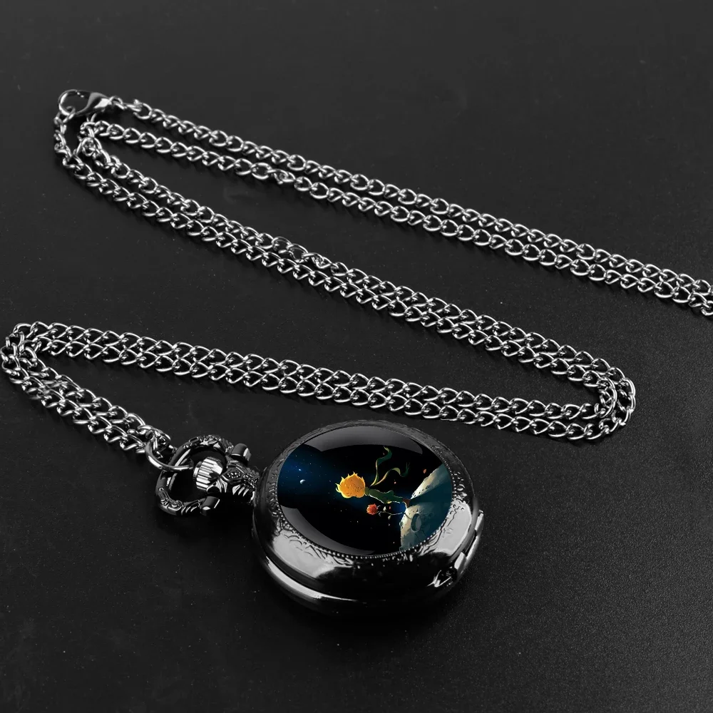 ساعة جيب على شكل قبة زجاجية من برينس آند روز مع سلسلة وقلادة كوارتز عتيقة هدية للرجال والنساء #2