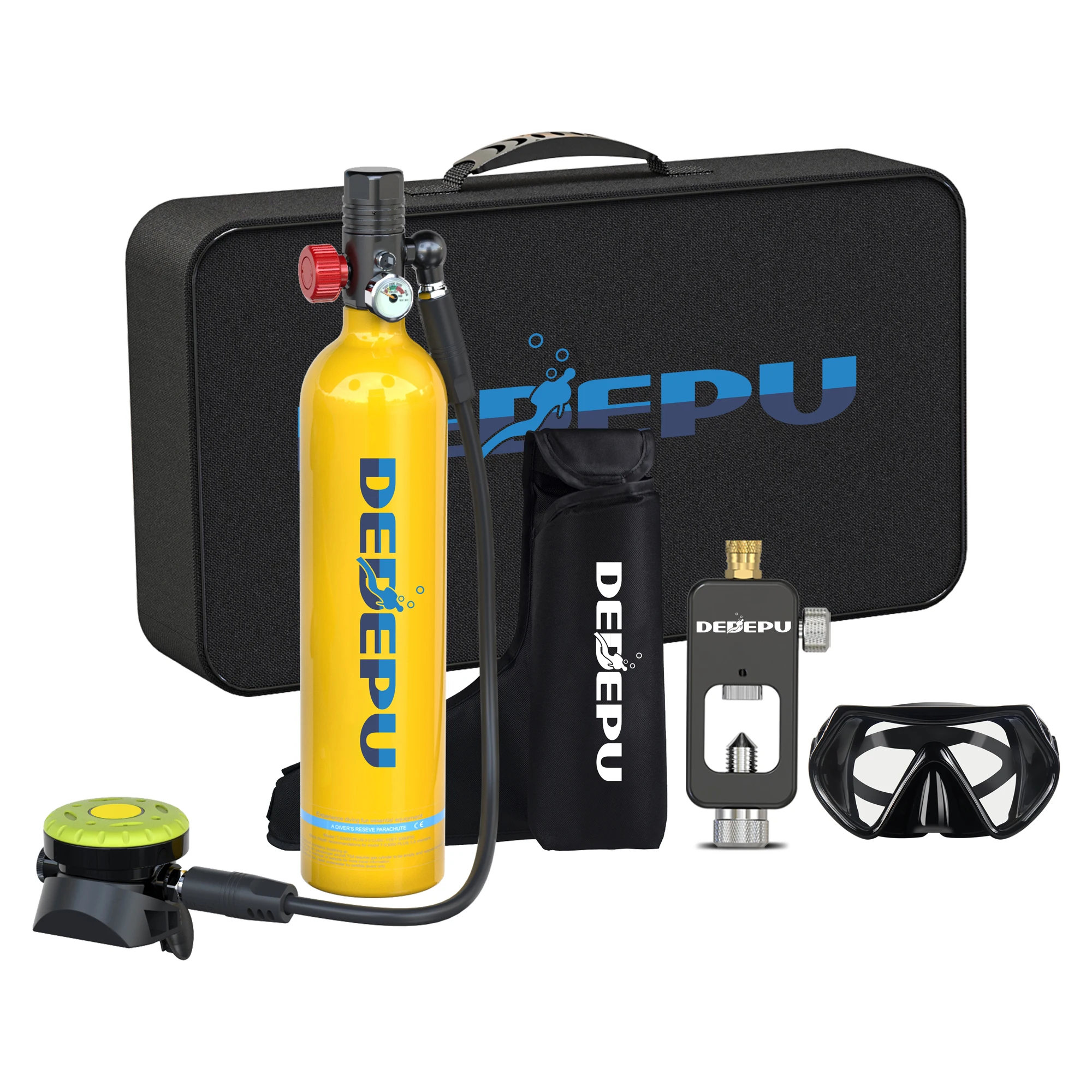 

1L Portable Aluminium Mini Scuba Diving Air Tank High Pressure Equipment with Copper Breathing Valve Underwater Snorkel Gear