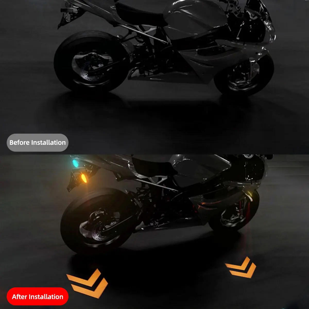2PCS Motorcycle Turn Signal Lamp Color Projection Light Sequential Flowing Flash Indicator Universal High Bright Warning Light image 3