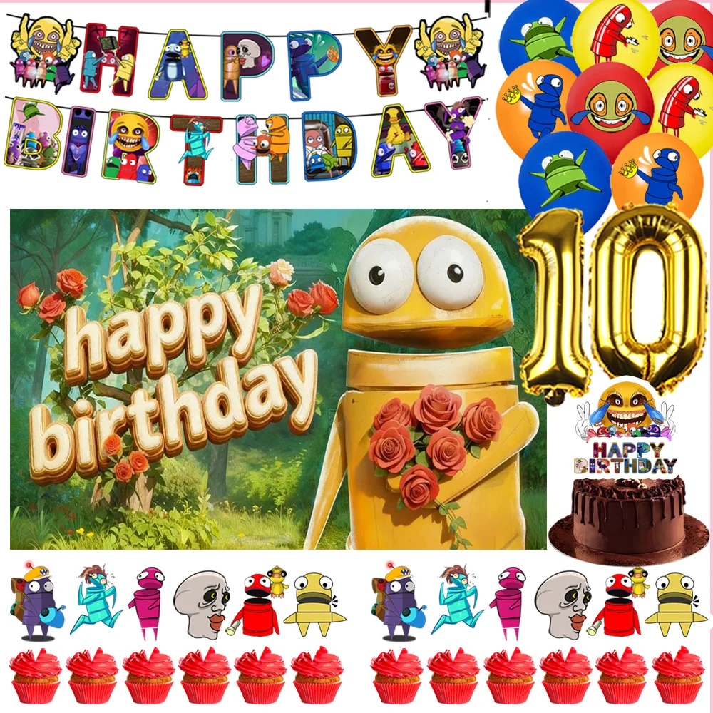 

R-R.E.P.O. Mailbox Persones Birthday Party Decoration Number Balloons Cake Topper Popular Game Backdrop Banner Party Supplies