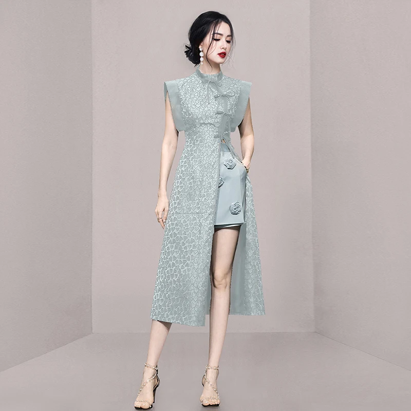 

Модифицированный комплект: длинная юбка и элегантные шорты в новом китайском стиле. Новый летний модный комплект из двух предметов.